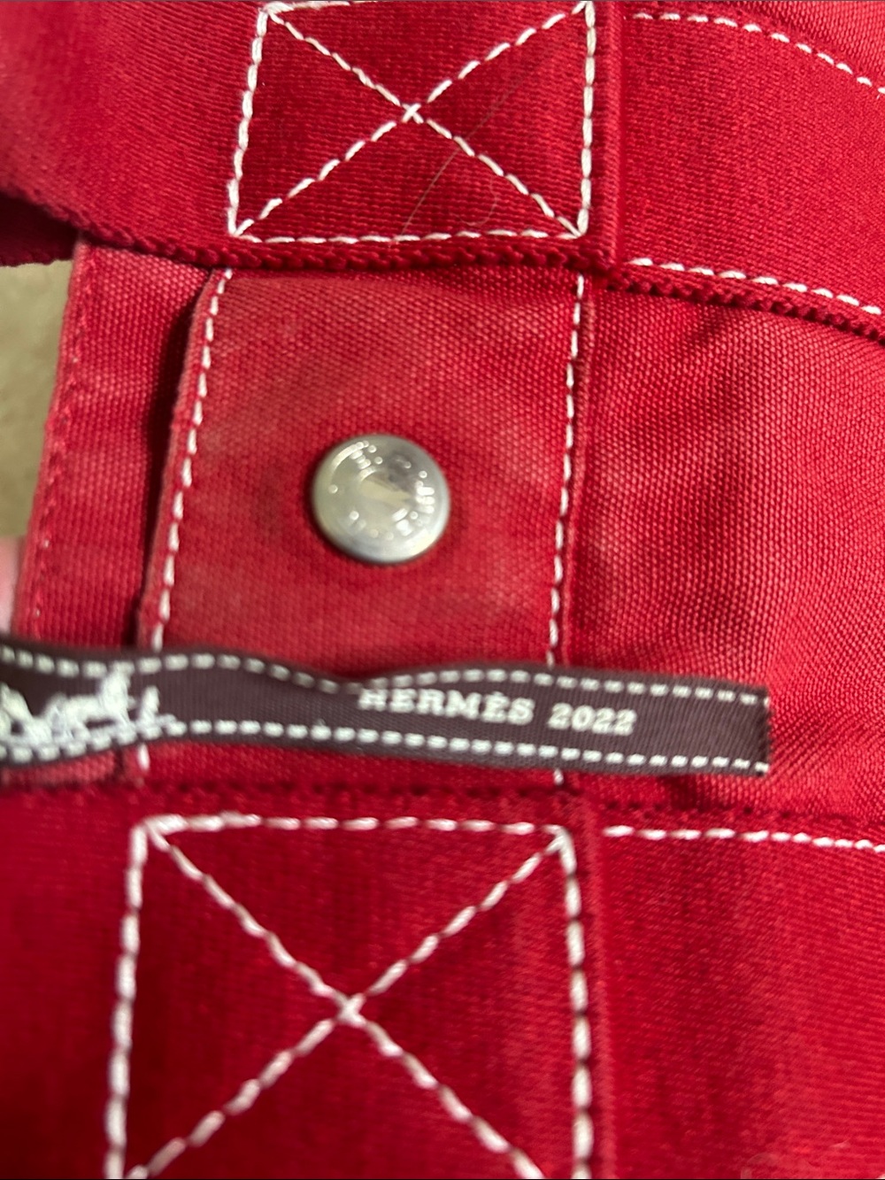 Hermes Fourre Tout PM Red Canvas Tote Bag - Picture 9 of 11